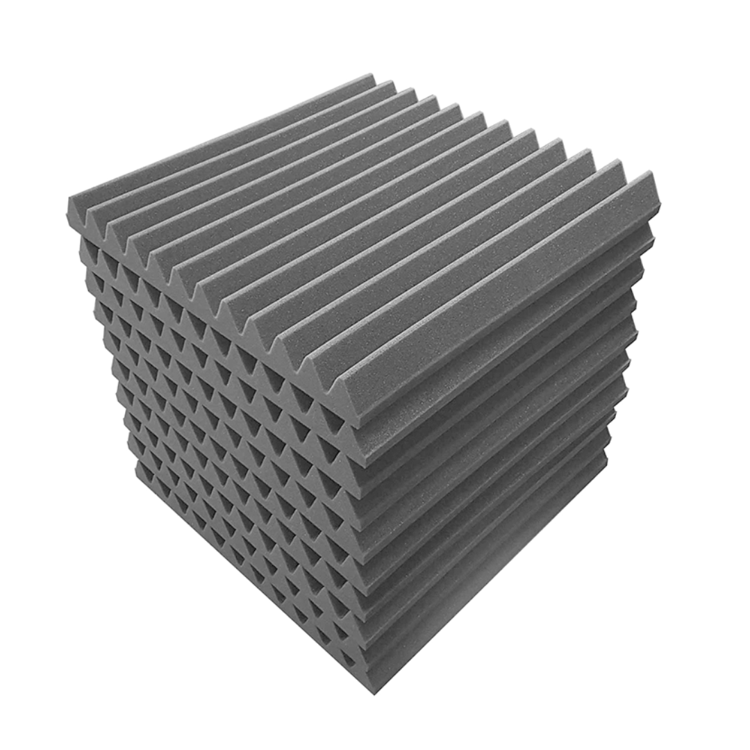 12 Pack Large Genuine Pro-coustix High Quality, Fire Retardant, Mid Grey Acoustic foam Wedge tiles 450x450x45mm