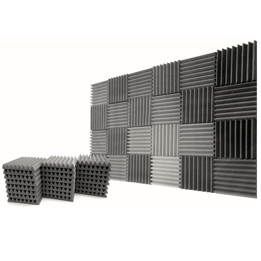 Studio pack acoustic treatment kit with 4x bass traps and 24x acoustic panels Mid Grey