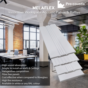 Pro-coustix Melaflex Evo Ceiling Panels Baffles Flat 1200x500x50mm