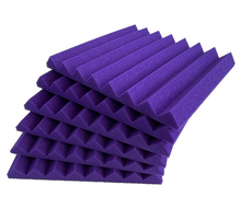 Load image into Gallery viewer, 48 Pack Pro-coustix Echostop Purple high density, fire retardant, acoustic foam tiles for vocal booths gamers