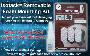 Pro-coustix Isotack Removable Foam Mounting Kit 96x Strips + Activator Adhesive