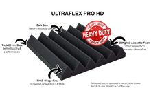 Load image into Gallery viewer, 20x Pro-coustix Ultraflex Pro Wedge Advanced Technical Acoustic Treatment Foam Dark Grey 300x300mm