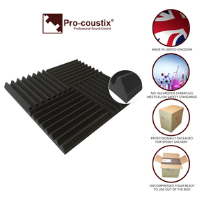24 Pack Pro-coustix Ultraflex Wedge acoustic foam tiles 300x300mm