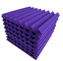 Load image into Gallery viewer, 24 Pack Pro-coustix Echostop Purple high density, fire retardant, acoustic foam tiles for vocal booths gamers