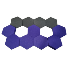 Load image into Gallery viewer, 12 Pack Pro-coustix Hexagon raptor profile panels 300x260x40m Thick Purple &amp; Grey 12 Mix Pack