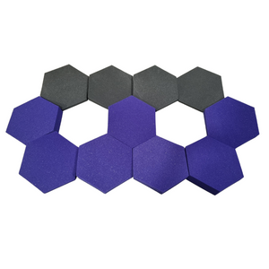 12 Pack Pro-coustix Hexagon raptor profile panels 300x260x40m Thick Purple & Grey 12 Mix Pack
